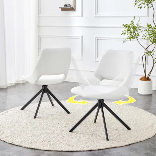 Miniatura 11 de Silla decorativa sin brazos, silla de tocador sin ruedas, juego de 2 sillas de comedor Retorno automático inteligente de 180°, respaldo