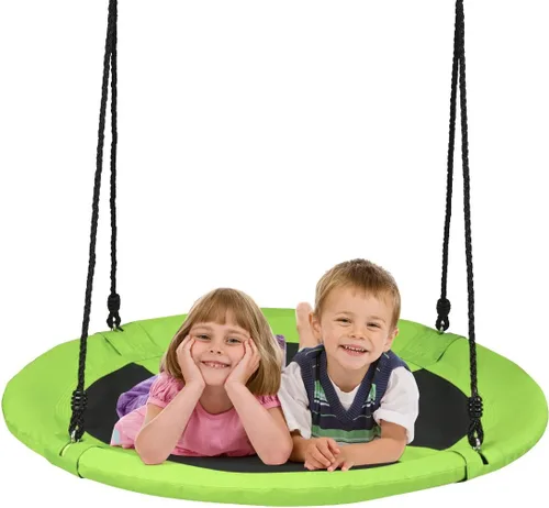 Miniatura 13 de KOTEK Columpio de árbol de platillo de 40 pulgadas para niños, juegos de columpio para interiores y exteriores con cuerdas ajustables para colgar