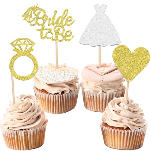 Miniatura 11 de 24 piezas de decoración para cupcakes con anillo de corazón, para despedida de soltera, bodas, compromisos, despedidas de soltera, suministros