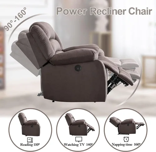 Miniatura 4 de EBELLO Silla reclinable eléctrica clásica, silla reclinable eléctrica acolchada extragrande con cojín suave y respaldo, sofá con sillón cómodo