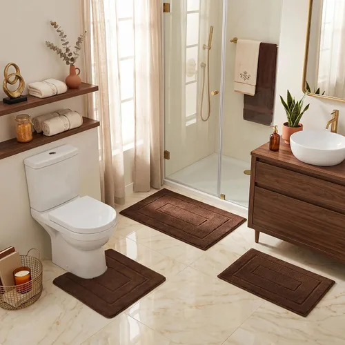 Miniatura 44 de GRANNY SAYS Juego de 2 alfombras de baño suaves para baño, alfombras de baño antideslizantes y lavables, alfombras de baño absorbentes para bañera