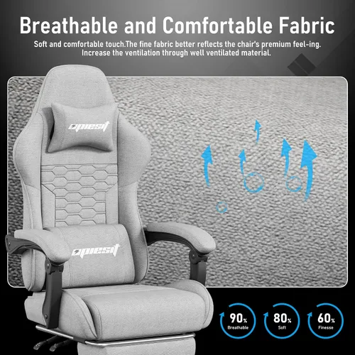 Miniatura 5 de Silla de gamer, sillas ergonómicas de computadora para adultos con reposapiés, silla de oficina de piel sintética con soporte lumbar ajustable