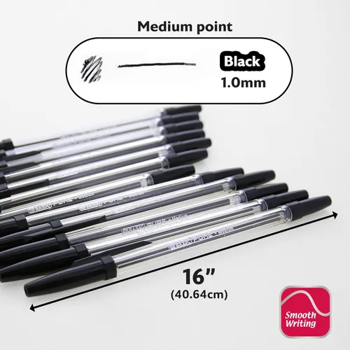 Miniatura 2 de BAZIC PRODUCTS Bolígrafos de punta media de 0.039 in, 12 unidades Negro (12 unidades)