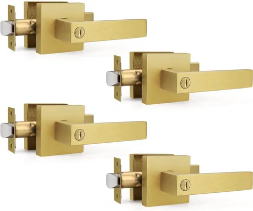 Miniatura 26 de Gobrico 1 paquete de manijas cuadradas de privacidad para puerta en acabado negro mate, manijas interiores sin llave, reversibles para puertas