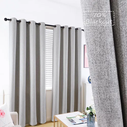Miniatura 10 de Cortinas 100% opacas para guardería, paneles de ojales con aislamiento térmico y reducción de ruido con textura de espiga, forro negro de doble