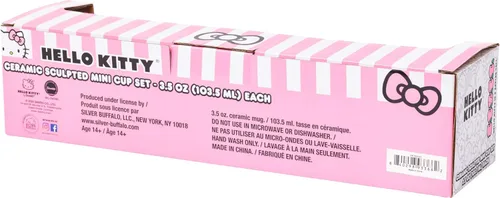 Miniatura 14 de Silver Buffalo Sanrio Hello Kitty Conjunto de 3 tazas de cerámica esculpidas en 3D con arcos de diferentes colores, con asas, perfectas como set