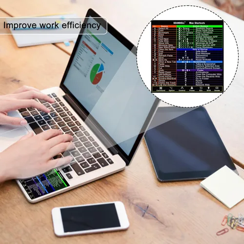 Miniatura 6 de Paquete de 2 adhesivos de atajos para Apple Mac OS System, nuevo adhesivo de atajos 2026 para MacBook Pro de 13-16 pulgadas y MacBook Air Arcoíris