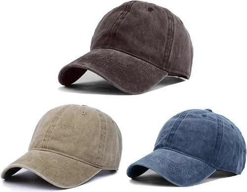 Miniatura 23 de HH HOFNEN Gorra de béisbol de algodón de sarga lavada y desgastada, vintage, ajustable, para hombre y mujer