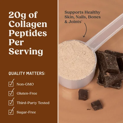 Miniatura 8 de Polvo de proteína de colágeno con chocolate y aceite MCT de Bulletproof, 19g de proteína, 42.3 onzas, tamaño de valor, con péptidos de colágeno