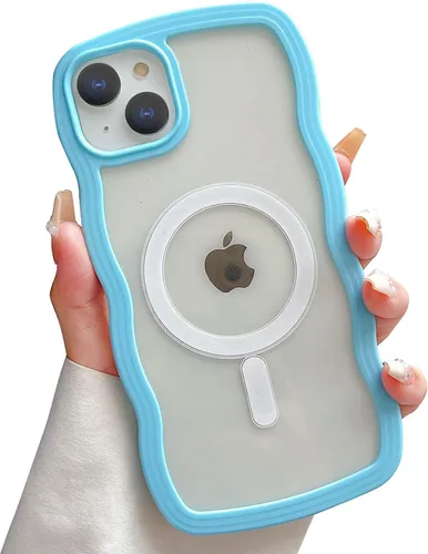 Miniatura 39 de Yeddabox Magsafe - Funda compatible con iPhone 13, diseño de ondas, lindo marco de colores de caramelo con ondas de agua, a prueba de golpes
