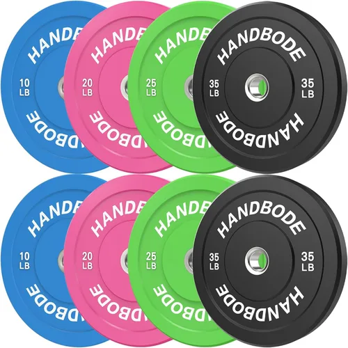 HANDBODE Juego de discos de peso de 2 pulgadas de alto rebote, juego de discos olímpicos de 45/100/160/190/260/300 libras, juego de discos de peso