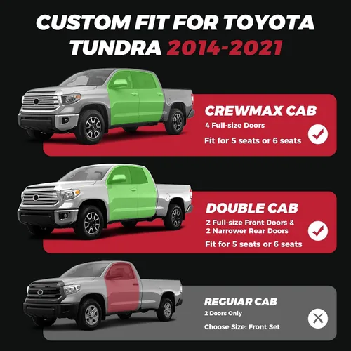 Miniatura 2 de FREESOO Juego completo de fundas de asiento Tundra 2014-2021, aptas para Toyota Tundra Crewmax Cab, fundas de asiento de camión personalizadas