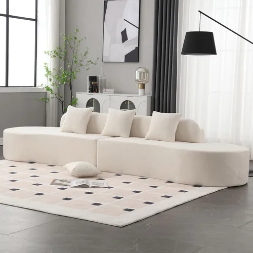 Miniatura 7 de Sofá curvo de 130.5 pulgadas para sala de estar, moderno sofá modular minimalista en nube, sofá de gran tamaño comprimido sin hueso de 3 plazas