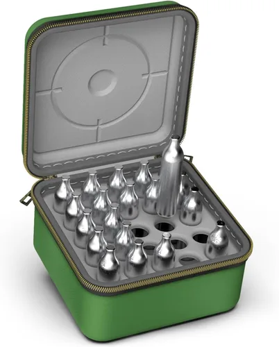 SHBC Estuche de cartuchos de CO2 de 0.47 oz (12 g) seguro para pistola de Airsoft, caza, pistola BB Gun Silent Travel Organizer Holder Compatible