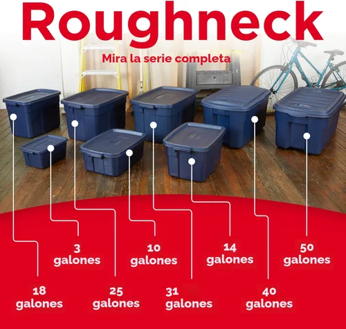 Miniatura 4 de Rubbermaid Roughneck - Contenedor de almacenamiento apilable resistente con tapas y asas de 18 galones, paquete de 6 unidades, fabricado en Estados