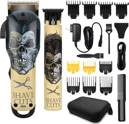 Miniatura 8 de BESTBOMG® Cortapelos profesional para hombres, juego de cortapelos y recortadora de peluquería profesional, cortapelos inalámbrico para hombres