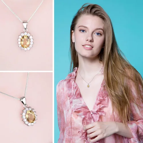 Miniatura 55 de JewelryPalace Princess Diana Kate Middleton Natural Amethyst Citrine Garnet Peridot Topaz Created Ruby Sapphire Simulated Emerald Pendant Necklace