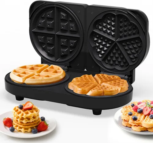 Miniatura 10 de Sunvivi Mini waflera de 4 pulgadas: waflera 6 en 1 con Juego de 6 platos antiadherentes extraíbles
