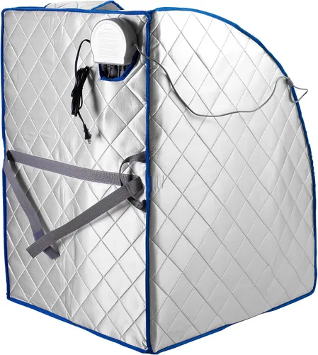 Miniatura 5 de Durasage sauna infrarrojo personal de interiores, con almohadilla para pies y silla, extragrande, color plateado