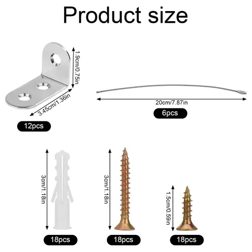 Miniatura 2 de 4 juegos de anclajes para muebles, acero inoxidable de alta calidad, duradero, anti-punta, anclaje de pared para muebles, prácticas correas