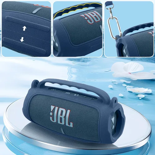 Miniatura 5 de Funda de silicona compatible con JBL Charge 5, altavoz Bluetooth portátil e impermeable (Cubierta de silicona azul)