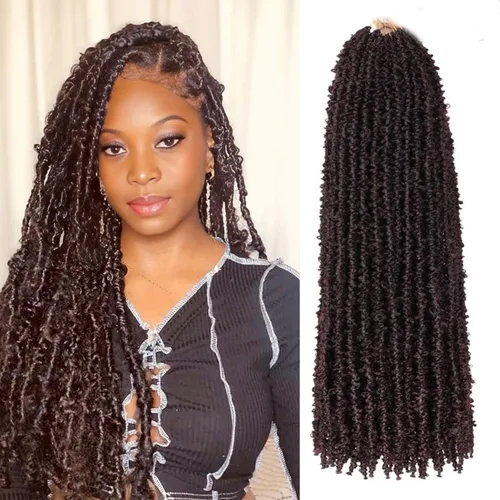 Miniatura 10 de ZRQ 6 paquetes de cabello de ganchillo Butterfly Locs de 20 pulgadas, extensiones de cabello sintético desgastado negro, trenzas de ganchillo