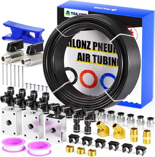 Miniatura 10 de TAILONZ PNEUMATIC Azul 1/2 Pulgada OD 32 Metros 100 pies Kit de Tubo de Aire PU Manguera de Tubo de Línea de Aire o Transferencia de Fluidos Tubo
