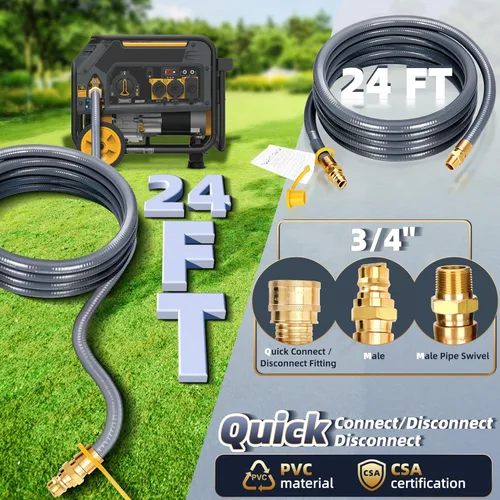 Miniatura 2 de Manguera de gas natural de 3/4" para generador, manguera de gas natural de 24 pies y 3/4" ID con conexión rápida para electrodomésticos de propano