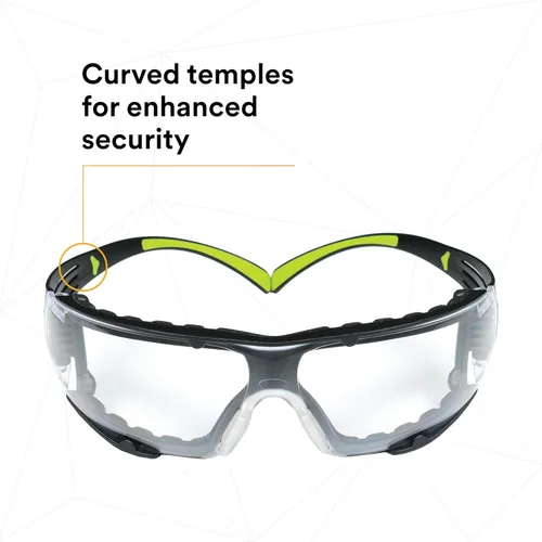 Miniatura 5 de 3M - Lentes de seguridad SecureFit, ANSI Z87, protección contra el polvo, antiarañazos y antivaho, lente transparente, marco verde/negro, varillas