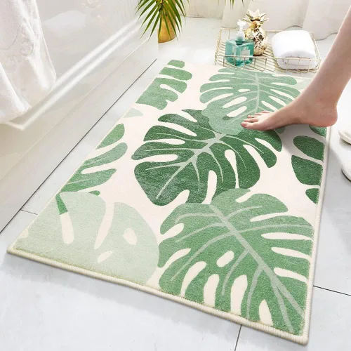 Miniatura 11 de Lukinbox Tapetes de baño lavables con hojas, 18 x 26 pulgadas, tapete de baño pequeño antideslizante Monstera, tapete de baño de microfibra suave