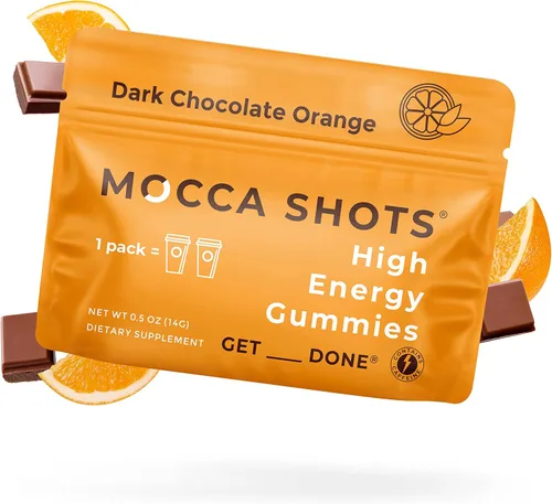 Miniatura 11 de Mocca Shots – Caramelo Salado 100 mg Gummies de cafeína (12 paquetes, 2 por paquete) Café Energía Masticar Gummy, Vegano, Sin gluten, Todo Natural