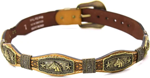 Miniatura 4 de West Star Concho Rodeo Cowboy - Cinturón de piel auténtica