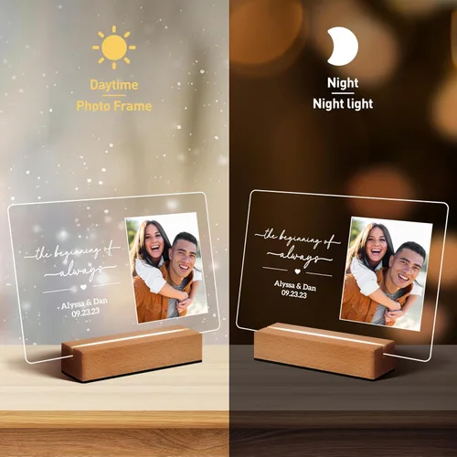 Miniatura 5 de Marcos de fotos personalizados con foto, placa de fotos personalizada con luz nocturna para ella, él, novia, novio, regalos de boda para esposa