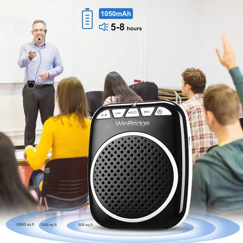 Miniatura 6 de WinBridge WB001 Amplificador de voz portátil con micrófono con auriculares, altavoz personal con micrófono de cabeza, megáfono para profesores