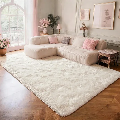 Miniatura 24 de Przemy - Alfombra mullida para dormitorio y sala de estar, alfombra de 4 x 6 pies, beige, alfombra de pelo largo suave y esponjosa, alfombra