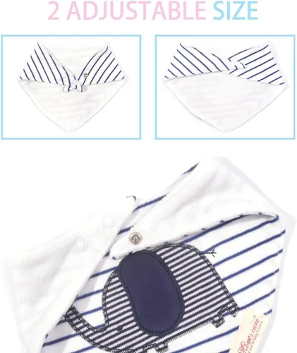 Miniatura 2 de JN&LULU Paquete de 3 baberos de bebé recién nacido, bandana, baberos para babear, de algodón, regalos para bebés raya ( Striped Elephant)