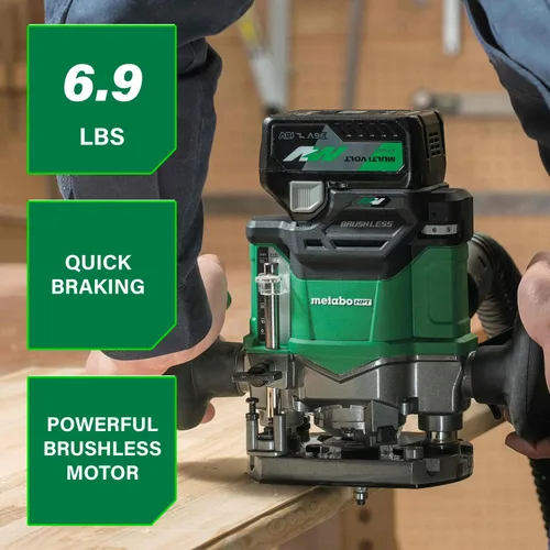 Miniatura 2 de Metabo HPT Fresadora de Inmersión Inalámbrica, Fresadora de Velocidad Variable de 36V, Hasta 46 Pies por Minuto, Diseño Ligero de 6.9 Libras, Luz