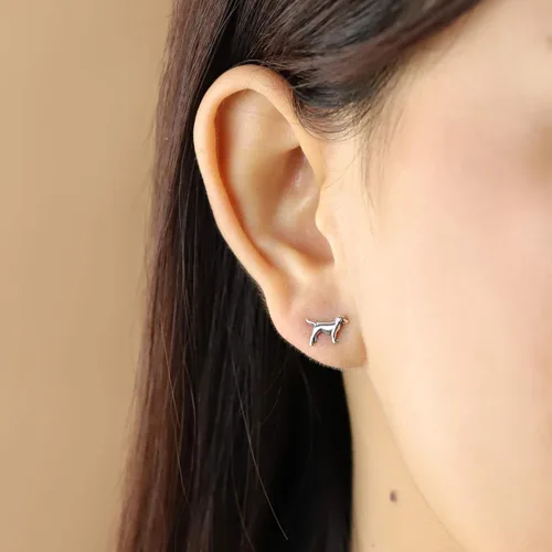 Miniatura 3 de Boma Jewelry - Aretes de plata de ley Labrador Retriever para perro Plata de ley No es una piedra preciosa