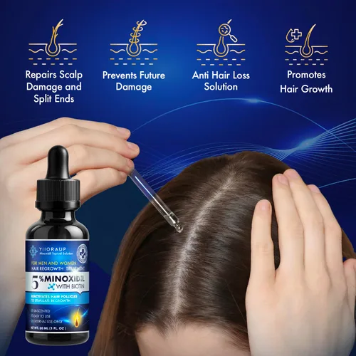Miniatura 2 de Crecimiento del cabello de minoxidil al 5% para hombres y mujeres: solución tópica de minoxidil extra fuerte para adultos con líneas de cabello