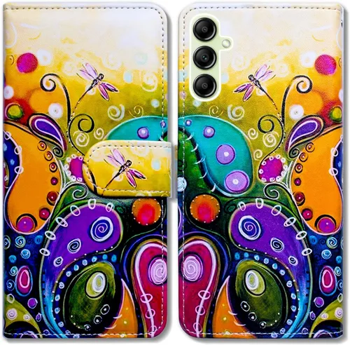 Miniatura 16 de Bcov Funda para Galaxy A14 5G, diseño de pájaro negro y verde con tapa para teléfono con ranura para tarjeta y soporte para Samsung Galaxy A14 5G
