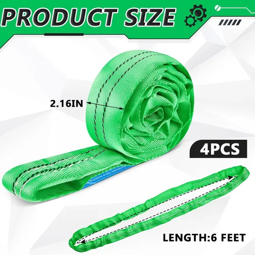 Miniatura 2 de Fabbay 4 eslingas redondas de poliéster resistente de 3.3 pies, correas de elevación redondas para elevación, remolque, mudanza, muebles