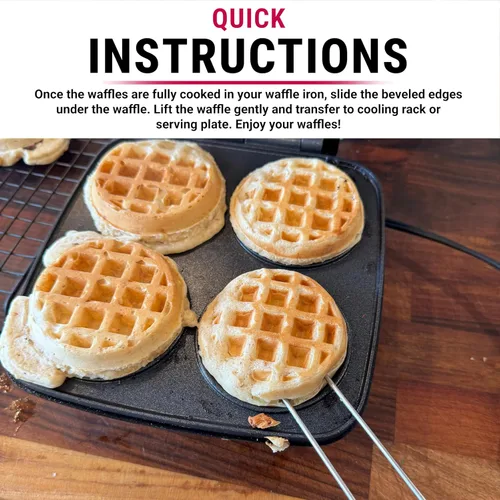 Miniatura 8 de Tenedor de gofres para gofres belgas, herramienta de cocina de acero inoxidable multiusos con mango de silicona, puntas biseladas, accesorio