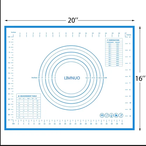 Miniatura 6 de Alfombrilla de silicona para hornear, masa enrollable antiadherente con medidas para hacer pasteles, pizza, galletas, fondant, extra gruesa