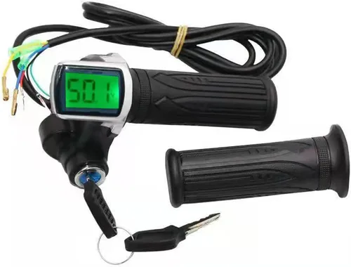 HUIOP Empuñadura eléctrica para bicicleta, acelerador de agarre de bicicleta eléctrica de 24 V/36 V/48 V con pantalla de batería LCD, agarre de