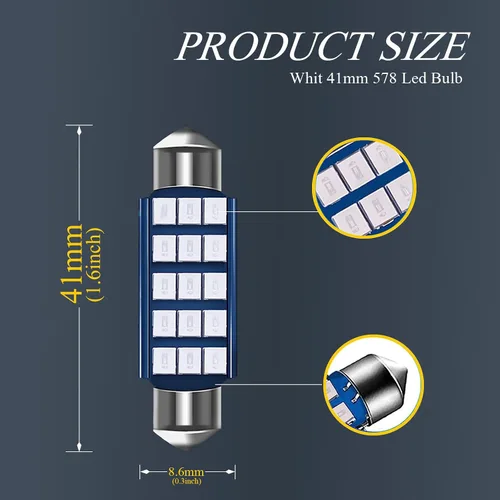 Miniatura 2 de Pack-2 focos LED extremadamente brillantes 578, 400 lm, 6500 K, chipsets 2835, 41 mm 42 mm (azul) para luces LED interiores de cúpula, mapa, puerta