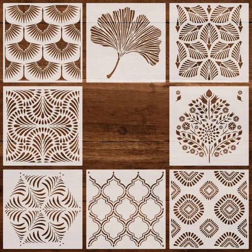 Plantillas geométricas grandes de 12 pulgadas para manualidades, plantillas reutilizables de pintura de cara y pared para arte y decoración de