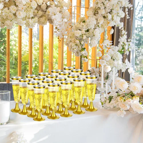 Miniatura 4 de Rtteri 300 copas de champán de plástico desechables de 4.5 onzas, copas de vino de champán de plástico para brindis de boda, compromiso, cumpleaños