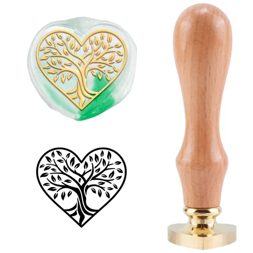CRASPIRE Sello de cera de árbol de la vida, sello de cera de sellado vintage para el día de San Valentín, con forma de corazón, cabeza de sellado de