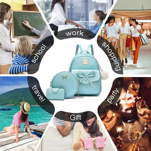 Miniatura 43 de ZGWJ Mini mochila de cuero con moño, mochila pequeña, linda mochila casual de viaje para niñas y mujeres, M, Mochilas tipo mochila