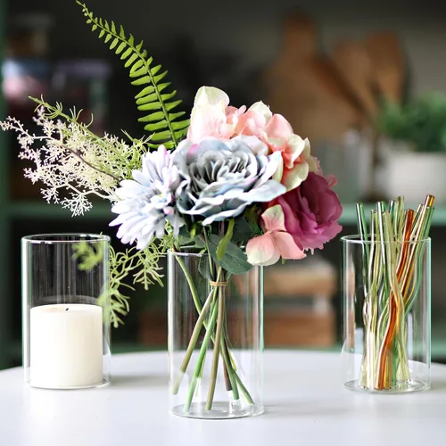 Miniatura 7 de 12 piezas de jarrones cilíndricos de vidrio para centros de mesa, jarrones de brotes transparentes de 6 pulgadas para decoraciones de boda, jarrones